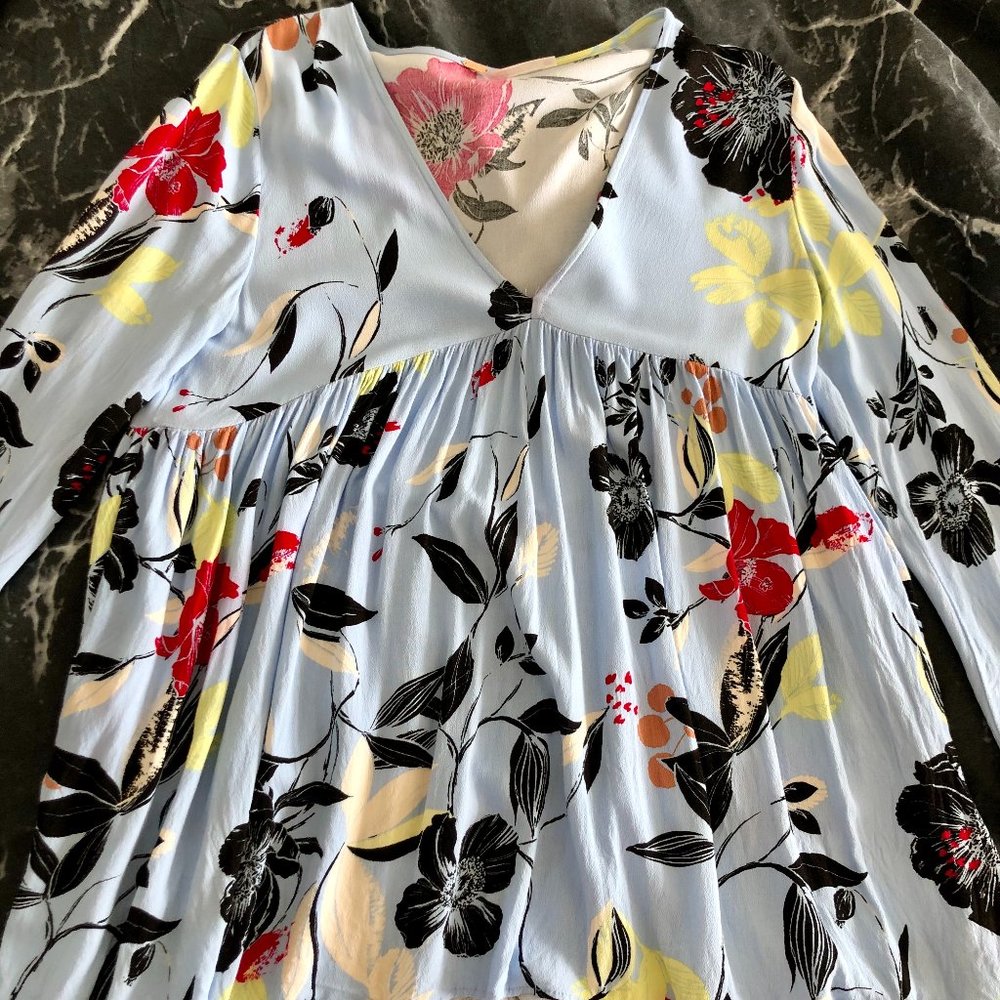 Free People Long Sleeve Floral Tunic Dress